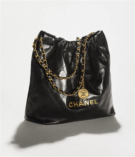 chanel 22 handbag large 22s calfskin black/gold logo|chanel 22 purses.